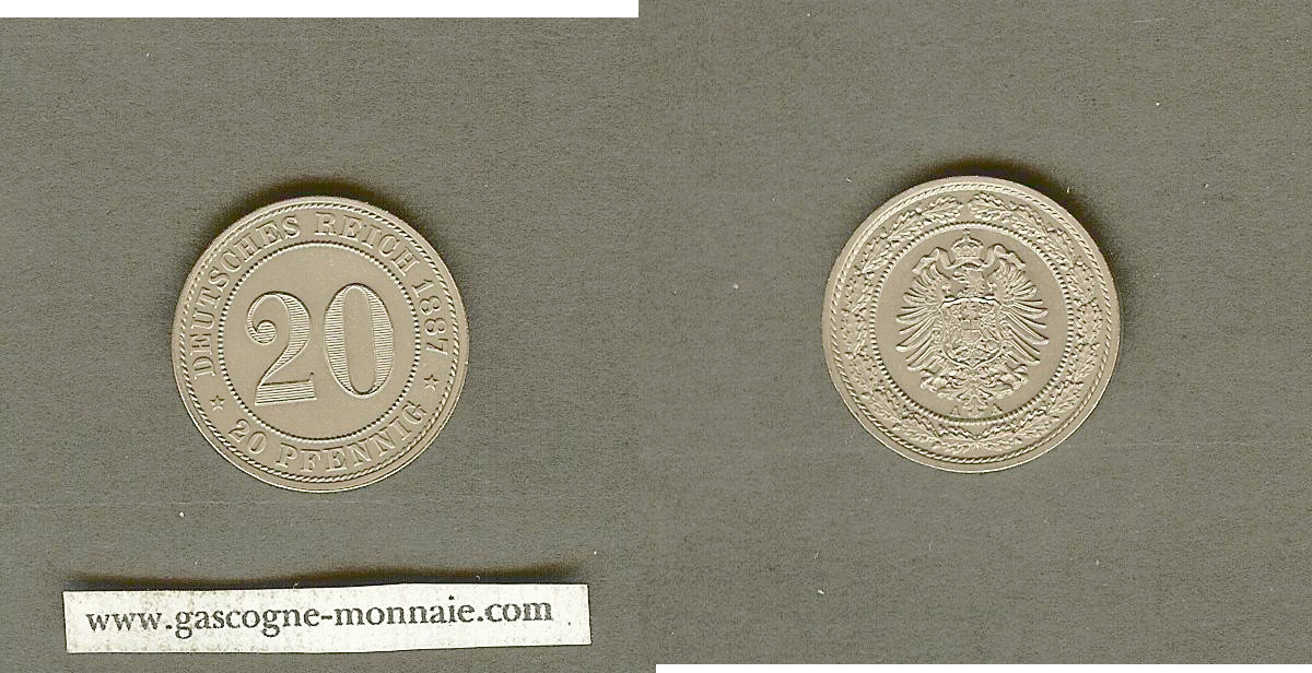 Allemagne  20 pfennig 1887 A SPL